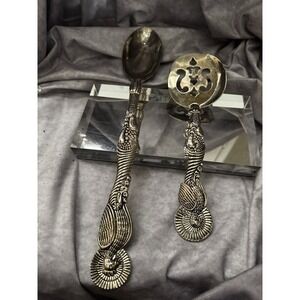 Vtg Godinger Silver-Plated 2  Serving‎ Pieces Turkey Cornucopia 8" & 13"